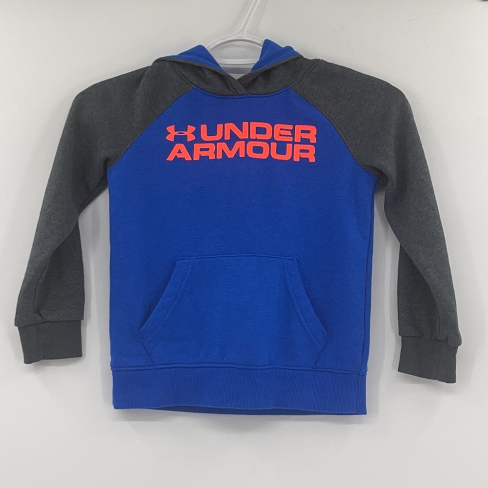 Under Armour Kids Slip Over hoodie Blue and Gray Size 5 Toddler